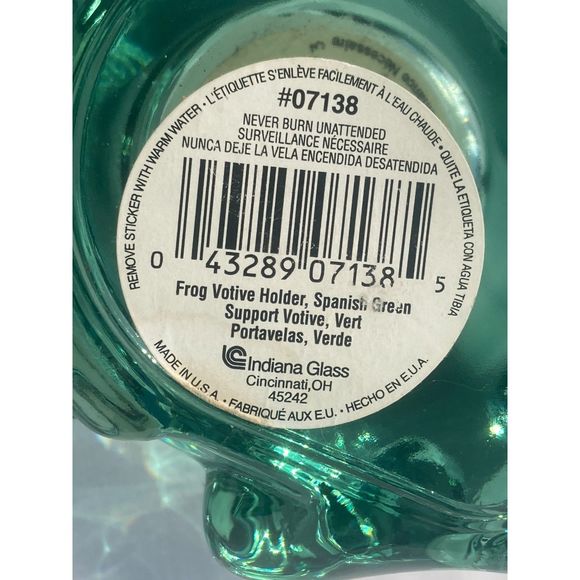 Indiana Glass Green Glass Frog Votive Candle / Paperweight #07138 Novelty Glass - Picture 3 of 10